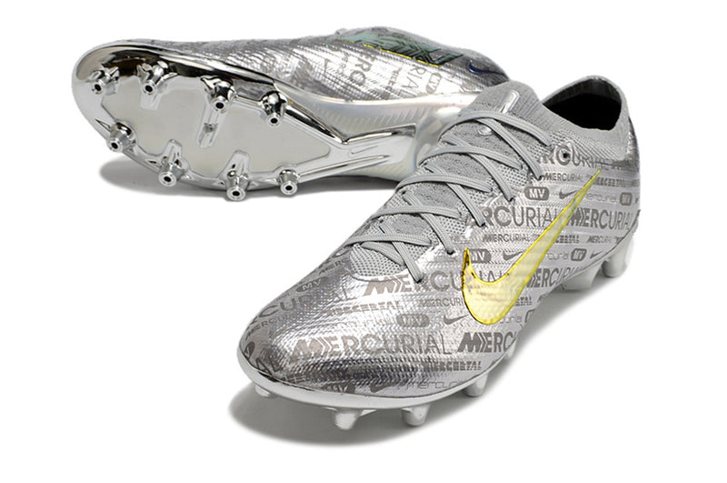CHUTEIRA NIKE AIR ZOOM MERCURIAL VAPOR 15 ELITE CAMPO (AG) "25 ANOS" - PRATA