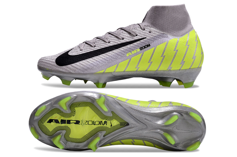 CHUTEIRA NIKE AIR ZOOM MERCURIAL SUPERFLY 10 ELITE CAMPO - CINZA E VERDE