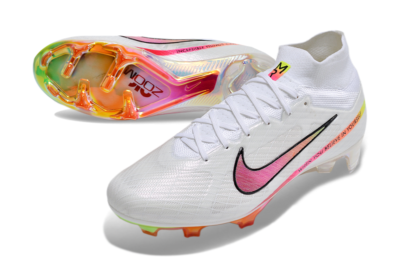 CHUTEIRA NIKE AIR ZOOM MERCURIAL SUPERFLY 9 ELITE CAMPO "RASHFORD" - BRANCA