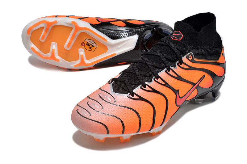CHUTEIRA NIKE AIR ZOOM MERCURIAL SUPERFLY 9 ELITE CAMPO "AIR MAX TN" - LARANJA E PRETA