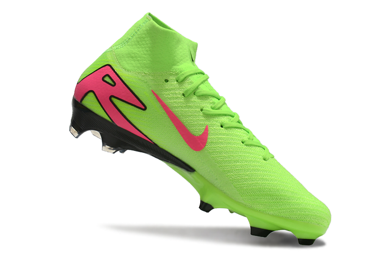 CHUTEIRA NIKE AIR ZOOM MERCURIAL SUPERFLY 10 ELITE CAMPO - VERDE E ROSA