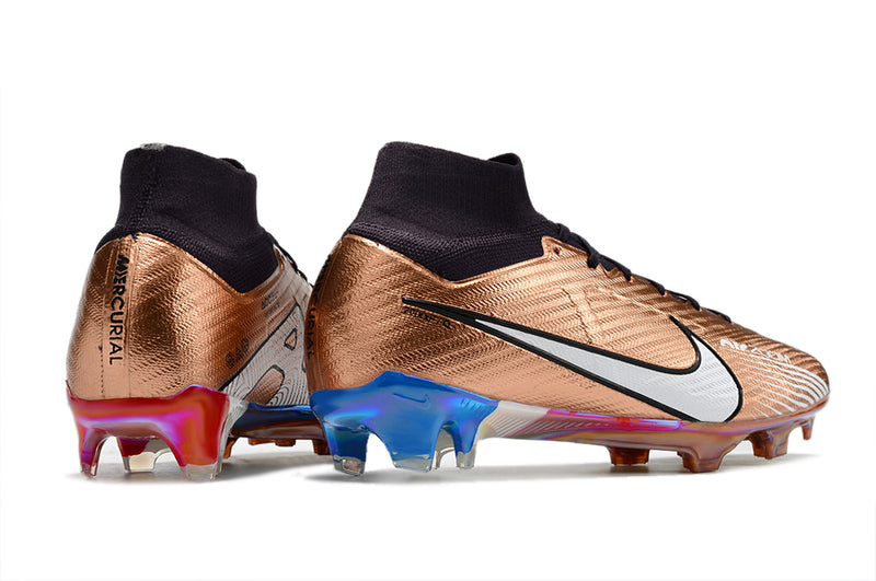 CHUTEIRA NIKE AIR ZOOM MERCURIAL SUPERFLY 9 ELITE CAMPO "MBAPPÉ FRANÇA" - COBRE E PRETA
