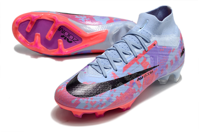 CHUTEIRA NIKE AIR ZOOM MERCURIAL SUPERFLY 9 ELITE CAMPO "VALENTINE'S DAY" - ROXA E VERMELHA