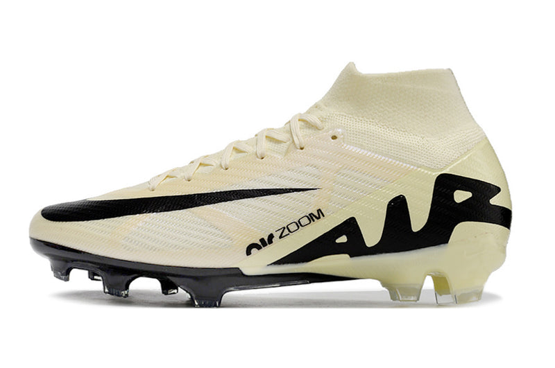 CHUTEIRA NIKE AIR ZOOM MERCURIAL SUPERFLY 9 ELITE CAMPO "MAD READY" - BEGE E PRETA