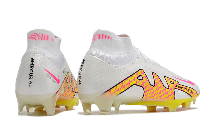 CHUTEIRA NIKE AIR ZOOM MERCURIAL SUPERFLY 9 ELITE CAMPO - BRANCA E AMARELA