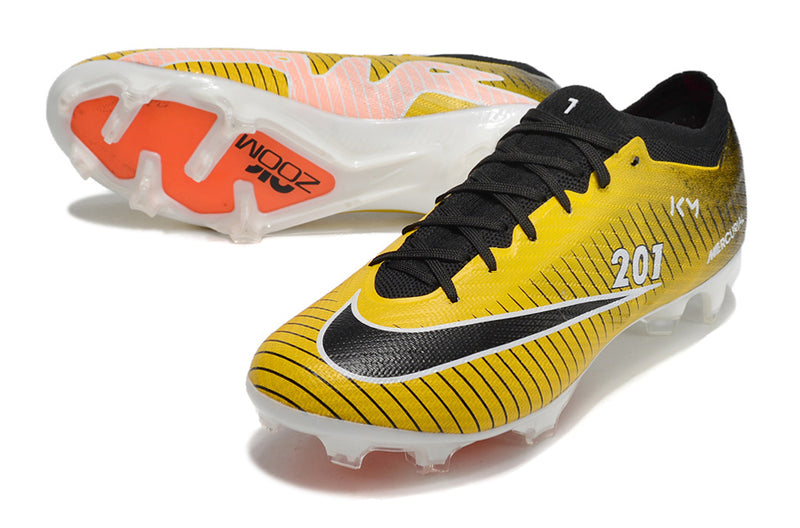 CHUTEIRA NIKE AIR ZOOM MERCURIAL VAPOR 15 ELITE CAMPO "MBAPPÉ" - AMARELA E PRETA