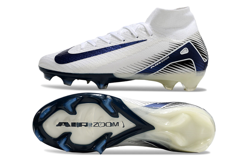 CHUTEIRA NIKE AIR ZOOM MERCURIAL SUPERFLY 10 ELITE CAMPO - BRANCA E AZUL ESCURO