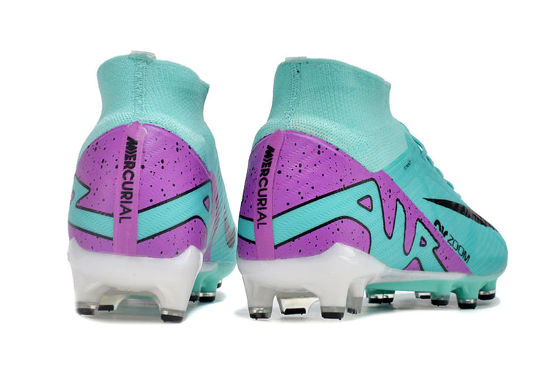 CHUTEIRA NIKE AIR ZOOM MERCURIAL SUPERFLY 9 ELITE CAMPO (AG) "PEAK" - CIANO E ROXA