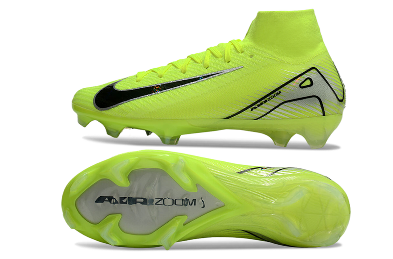 CHUTEIRA NIKE AIR ZOOM MERCURIAL SUPERFLY 10 ELITE CAMPO "MAD VOLTAGE" - VERDE FLUORESCENTE