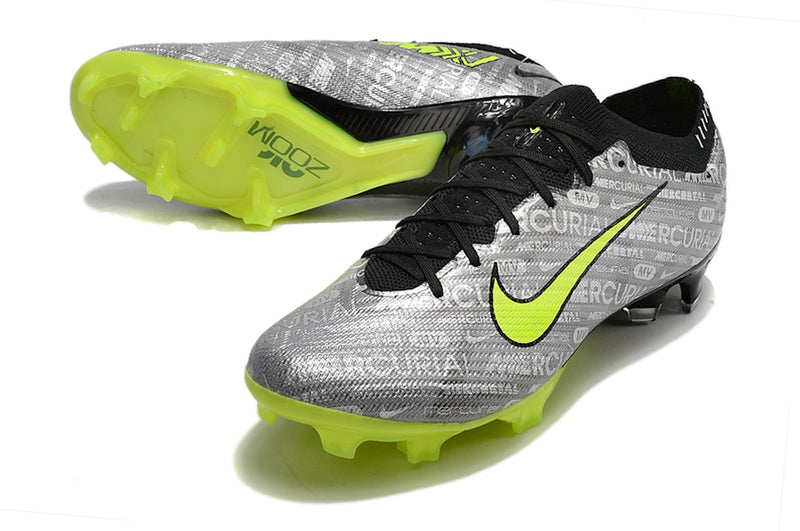 CHUTEIRA NIKE AIR ZOOM MERCURIAL VAPOR 15 ELITE CAMPO "XXV" - CINZA E VERDE