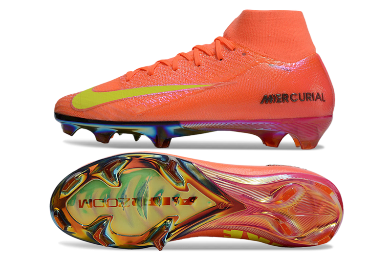 CHUTEIRA NIKE AIR ZOOM MERCURIAL SUPERFLY 10 ELITE CAMPO "COSMIC SPEED 2" - LARANJA E AMARELA