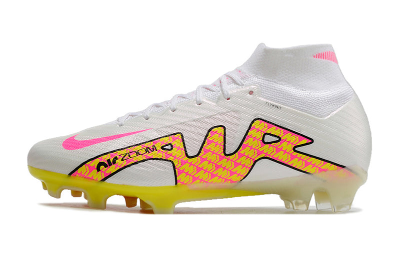 CHUTEIRA NIKE AIR ZOOM MERCURIAL SUPERFLY 9 ELITE CAMPO - BRANCA E AMARELA