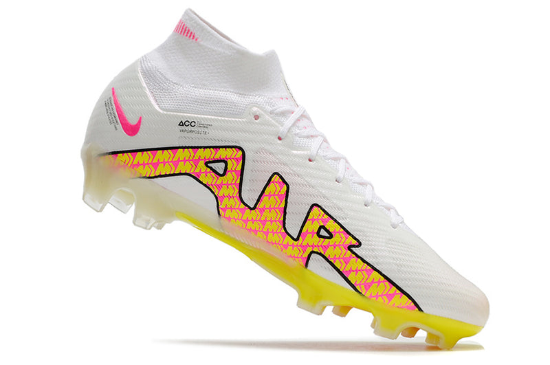 CHUTEIRA NIKE AIR ZOOM MERCURIAL SUPERFLY 9 ELITE CAMPO - BRANCA E AMARELA