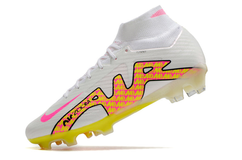 CHUTEIRA NIKE AIR ZOOM MERCURIAL SUPERFLY 9 ELITE CAMPO - BRANCA E AMARELA