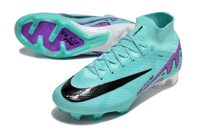 CHUTEIRA NIKE AIR ZOOM MERCURIAL SUPERFLY 9 ELITE CAMPO "PEAK READY" - CIANO E ROXA