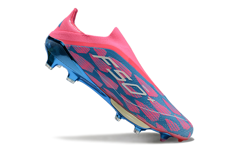 CHUTEIRA ADIDAS F50 LACELESS LIGHTSTRIKE PRO ELITE CAMPO "REEMERGENCE" – AZUL E ROSA