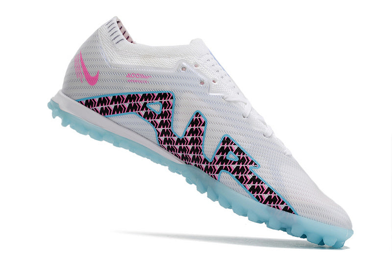 CHUTEIRA NIKE MERCURIAL AIR ZOOM VAPOR 15 ELITE SOCIETY "BLAST" - BRANCA E AZUL