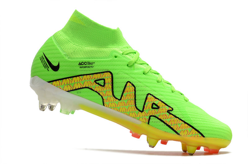 CHUTEIRA NIKE AIR ZOOM MERCURIAL SUPERFLY 9 ELITE TRAVA MISTA FIXA - VERDE E AMARELA