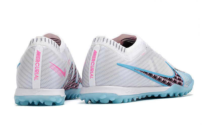 CHUTEIRA NIKE MERCURIAL AIR ZOOM VAPOR 15 ELITE SOCIETY "BLAST" - BRANCA E AZUL