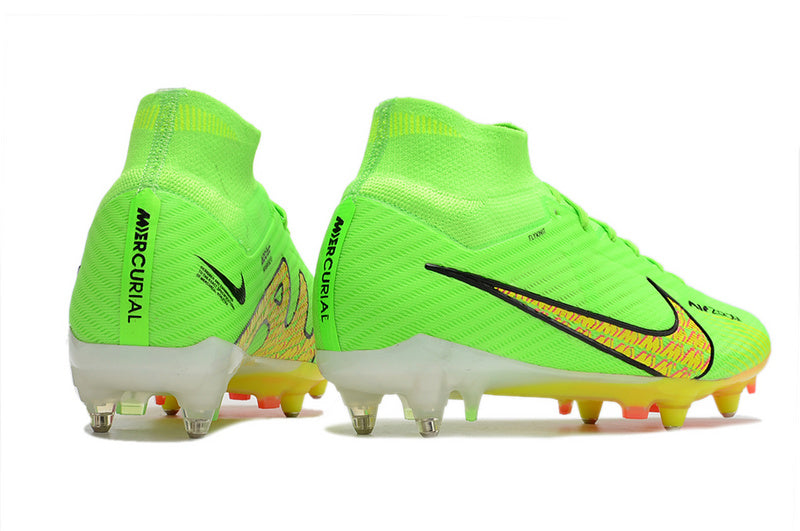 CHUTEIRA NIKE AIR ZOOM MERCURIAL SUPERFLY 9 ELITE TRAVA MISTA FIXA - VERDE E AMARELA