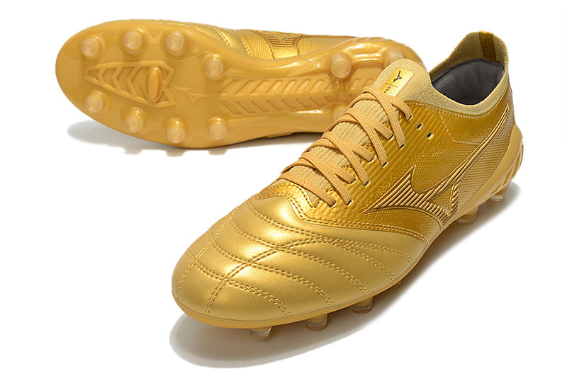 CHUTEIRA MIZUNO MORELIA NEO III JAPAN CAMPO - DOURADA