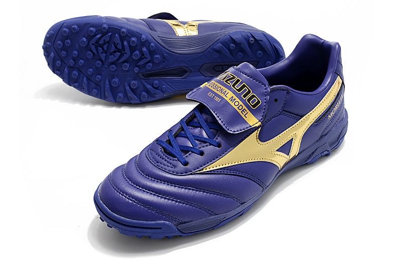 CHUTEIRA MIZUNO MORELIA II SOCIETY - AZUL E DOURADA