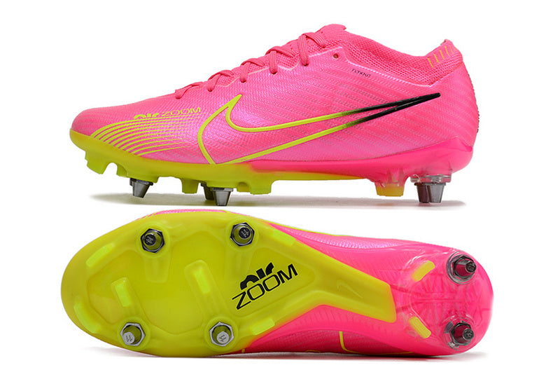 CHUTEIRA NIKE AIR ZOOM MERCURIAL VAPOR 15 ELITE TRAVA MISTA "LUMINOUS" - ROSA E AMARELA