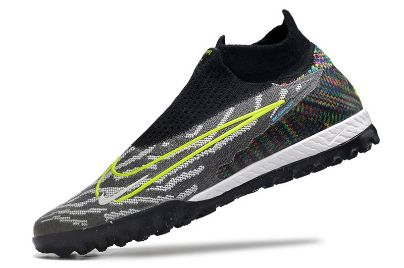 CHUTEIRA NIKE PHANTOM GX DYNAMIC FIT ELITE SOCIETY - CINZA, PRETA E VERDE