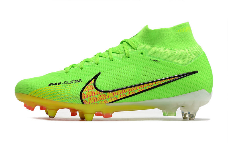 CHUTEIRA NIKE AIR ZOOM MERCURIAL SUPERFLY 9 ELITE TRAVA MISTA FIXA - VERDE E AMARELA