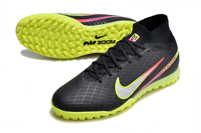 CHUTEIRA NIKE MERCURIAL AIR ZOOM SUPERFLY 9 ELITE SOCIETY - PRETA E VERDE