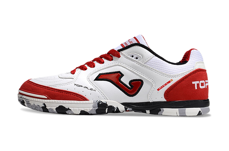 CHUTEIRA JOMA TOP FLEX FUTSAL - BRANCA E VERMELHA