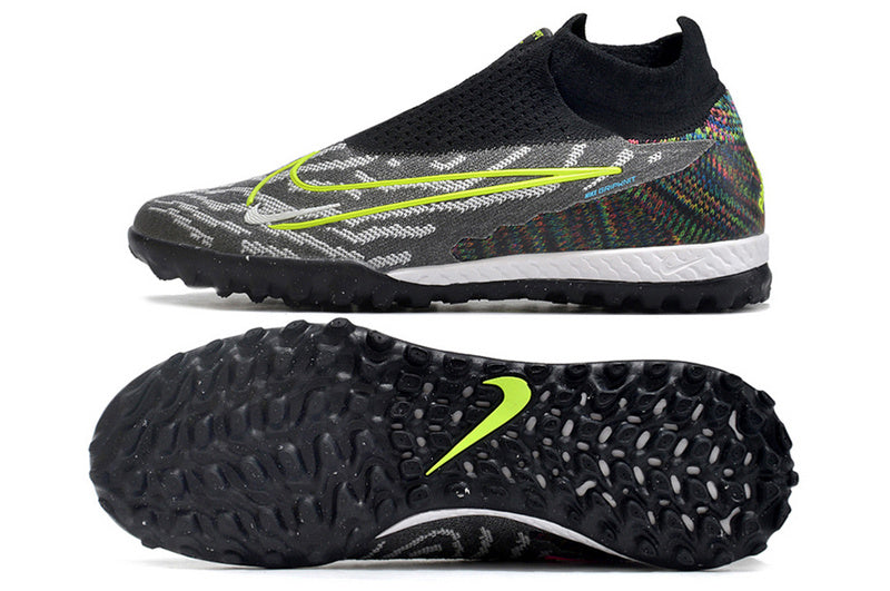 CHUTEIRA NIKE PHANTOM GX DYNAMIC FIT ELITE SOCIETY - CINZA, PRETA E VERDE