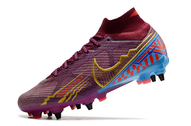 CHUTEIRA NIKE AIR ZOOM MERCURIAL SUPERFLY 9 ELITE TRAVA MISTA "MBAPPÉ" - VINHO