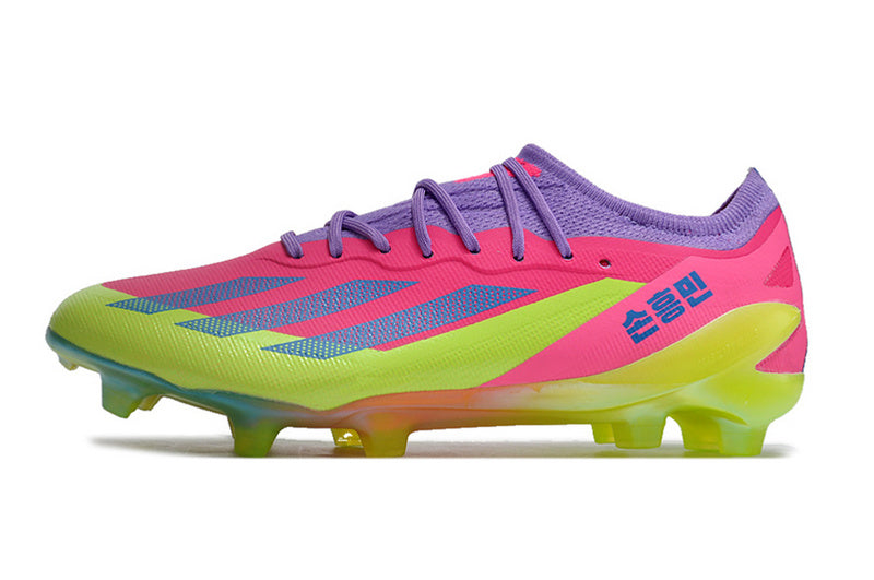 CHUTEIRA ADIDAS X CRAZYFAST.1 CAMPO "SON" - ROSA E VERDE