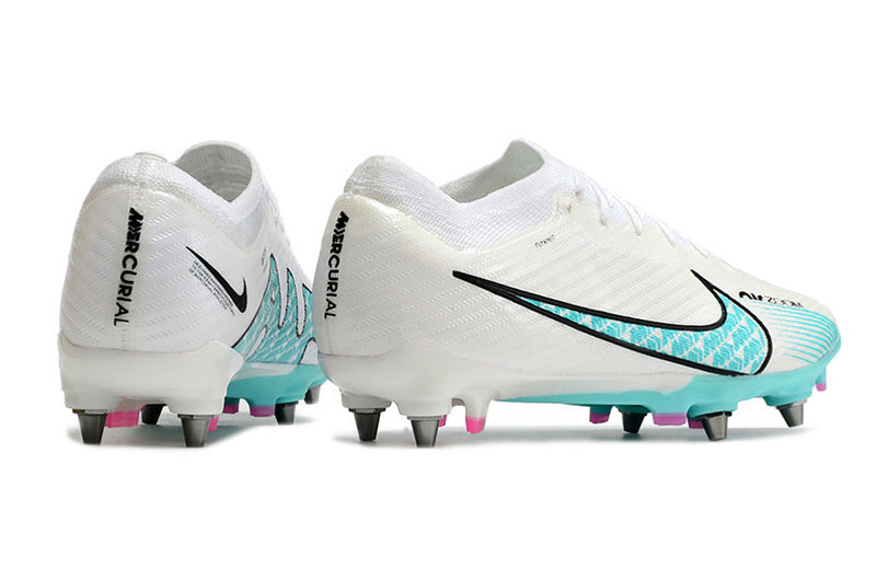 CHUTEIRA NIKE AIR ZOOM MERCURIAL VAPOR 15 ELITE TRAVA MISTA - BRANCA E AZUL