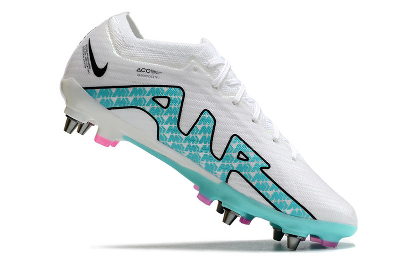 CHUTEIRA NIKE AIR ZOOM MERCURIAL VAPOR 15 ELITE TRAVA MISTA - BRANCA E AZUL