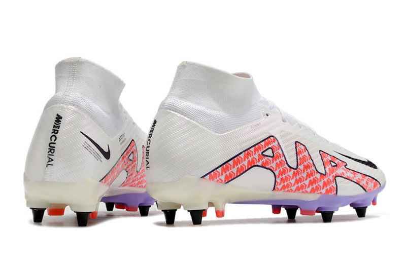 CHUTEIRA NIKE AIR ZOOM MERCURIAL SUPERFLY 9 ELITE TRAVA MISTA "DISRUPTION" - BRANCA E VERMELHA