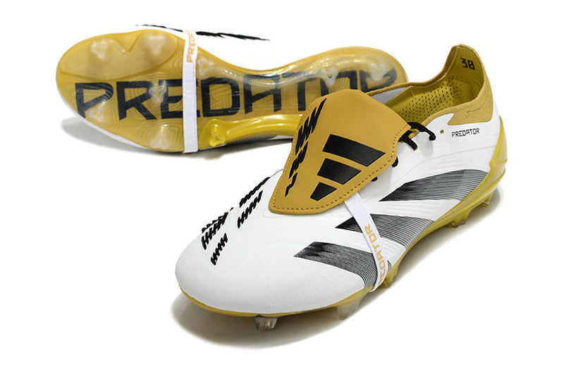 ADIDAS PREDATOR 24 FT ELITE CAMPO "STELLAR ICON" - BRANCA E DOURADA