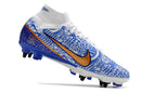 CHUTEIRA NIKE AIR ZOOM MERCURIAL SUPERFLY 9 ELITE TRAVA MISTA "CR7" - BRANCA E AZUL