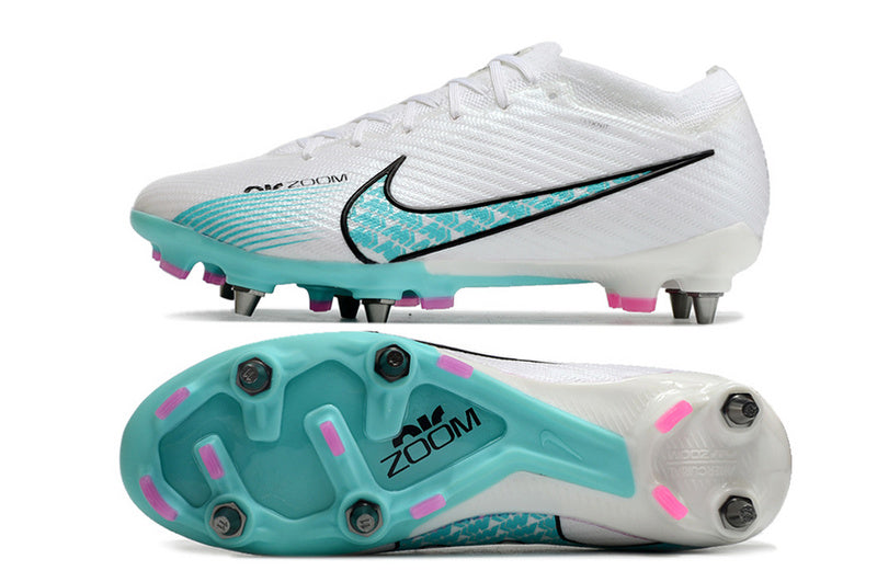 CHUTEIRA NIKE AIR ZOOM MERCURIAL VAPOR 15 ELITE TRAVA MISTA - BRANCA E AZUL