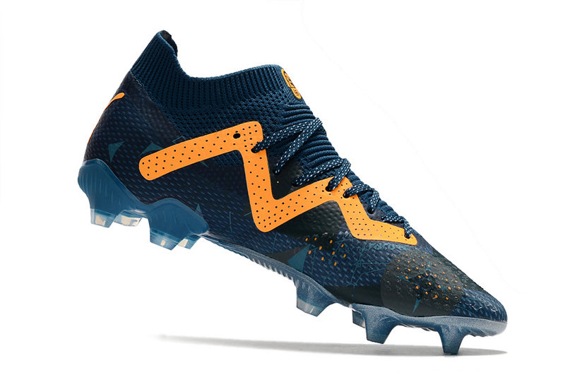 CHUTEIRA PUMA FUTURE ULTIMATE CAMPO "DNA" AZUL E AMARELA