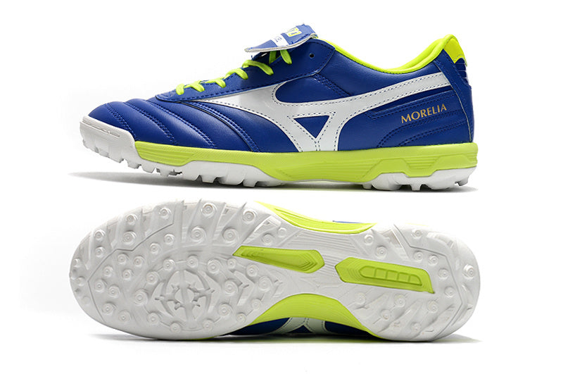 CHUTEIRA MIZUNO MORELIA II SOCIETY - AZUL, BRANCA E AMARELA