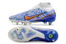 CHUTEIRA NIKE AIR ZOOM MERCURIAL SUPERFLY 9 ELITE TRAVA MISTA FIXA "CR7" - BRANCA E AZUL