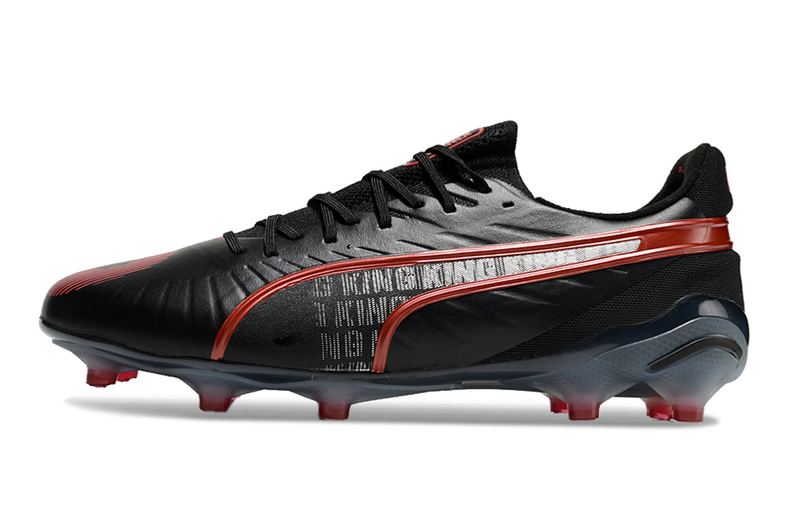 CHUTEIRA PUMA KING FG/AG CAMPO - PRETA E LARANJA