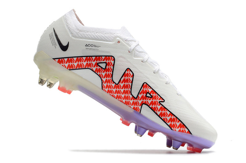 CHUTEIRA NIKE AIR ZOOM MERCURIAL VAPOR 15 ELITE TRAVA MISTA FIXA "DISRUPTION" - BRANCA E VERMELHO