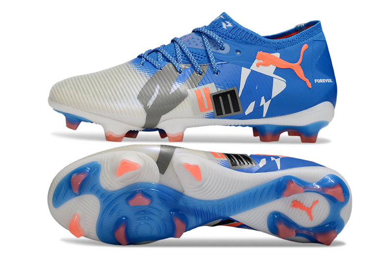 CHUTEIRA PUMA FUTURE 8 ULTIMATE LOW CAMPO - AZUL E CINZA