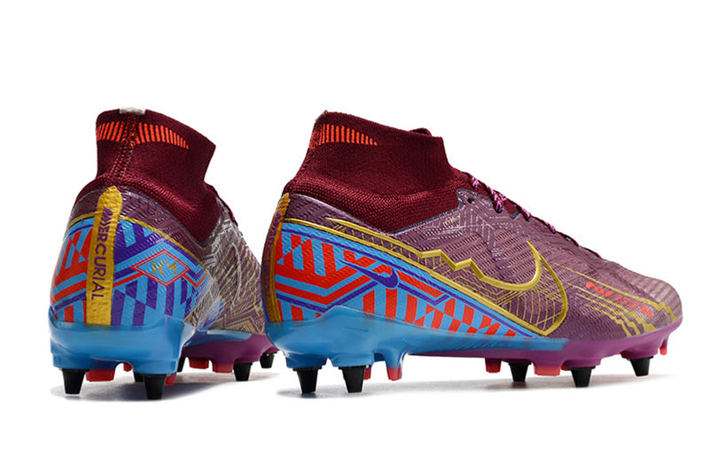 CHUTEIRA NIKE AIR ZOOM MERCURIAL SUPERFLY 9 ELITE TRAVA MISTA "MBAPPÉ" - VINHO