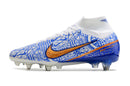 CHUTEIRA NIKE AIR ZOOM MERCURIAL SUPERFLY 9 ELITE TRAVA MISTA FIXA "CR7" - BRANCA E AZUL