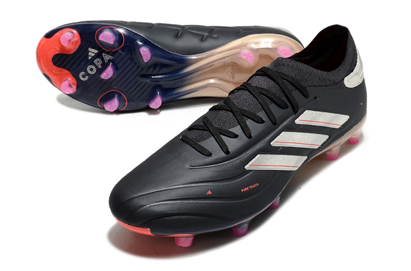 CHUTEIRA ADIDAS COPA PURE II CAMPO "VIVID HORIZON" PRETA E PRATA