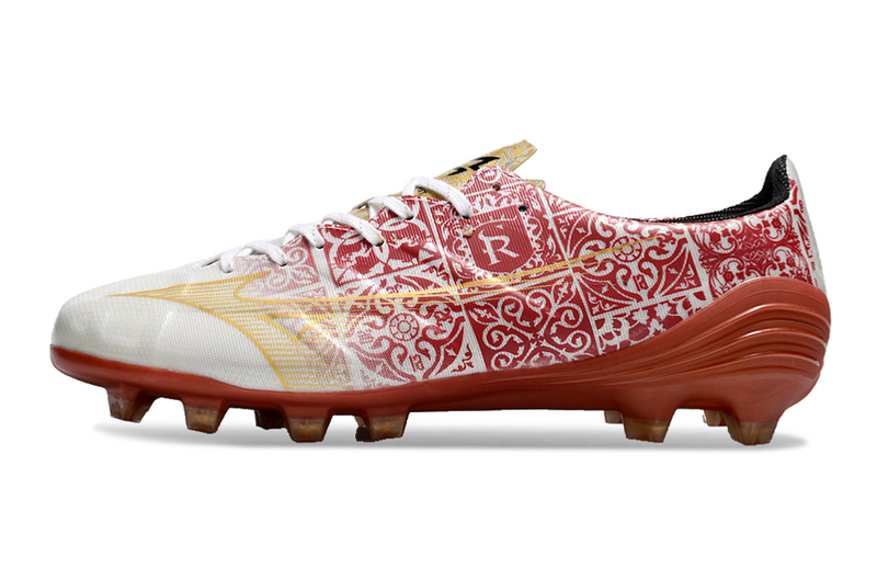 CHUTEIRA MIZUNO ALPHA JAPAN CAMPO "SIGNATURE" - VERMELHA E BRANCA